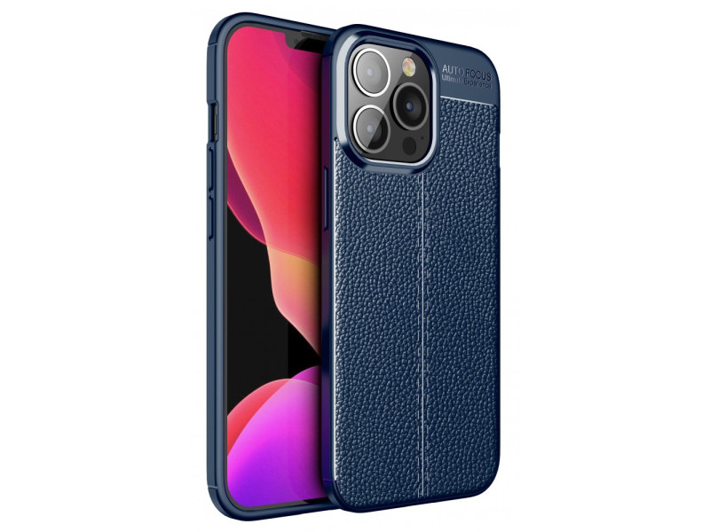 Newface iPhone 13 Pro Max Kılıf Focus Derili Silikon - Lacivert