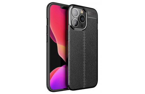 Newface iPhone 13 Pro Max Kılıf Focus Derili Silikon - Siyah