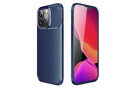 Newface iPhone 13 Pro Max Kılıf Focus Karbon Silikon - Lacivert