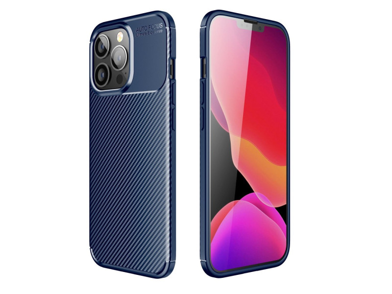Newface iPhone 13 Pro Max Kılıf Focus Karbon Silikon - Lacivert