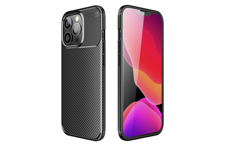 Newface iPhone 13 Pro Max Kılıf Focus Karbon Silikon - Siyah
