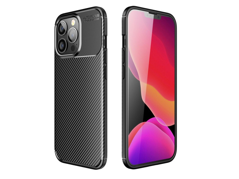 Newface iPhone 13 Pro Max Kılıf Focus Karbon Silikon - Siyah