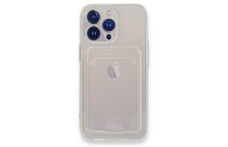 Newface iPhone 13 Pro Max Kılıf Kart Şeffaf Silikon - Şeffaf
