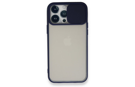 Newface iPhone 13 Pro Max Kılıf Palm Buzlu Kamera Sürgülü Silikon - Lacivert