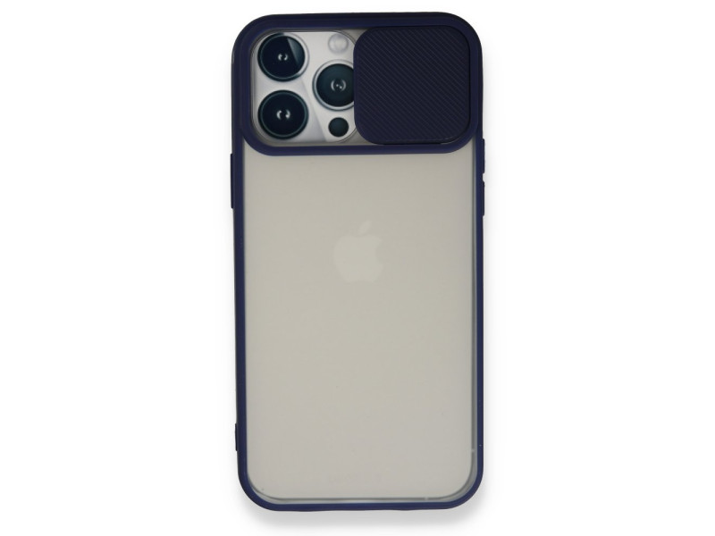 Newface iPhone 13 Pro Max Kılıf Palm Buzlu Kamera Sürgülü Silikon - Lacivert