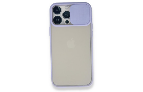 Newface iPhone 13 Pro Max Kılıf Palm Buzlu Kamera Sürgülü Silikon - Lila