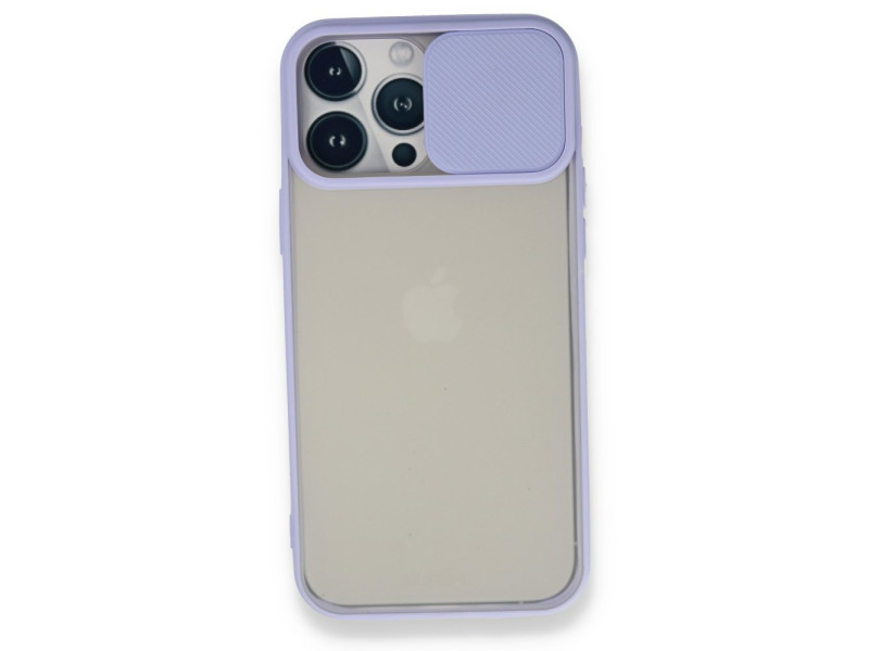 Newface iPhone 13 Pro Max Kılıf Palm Buzlu Kamera Sürgülü Silikon - Lila