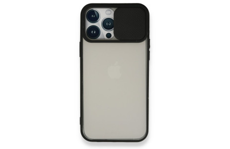 Newface iPhone 13 Pro Max Kılıf Palm Buzlu Kamera Sürgülü Silikon - Siyah