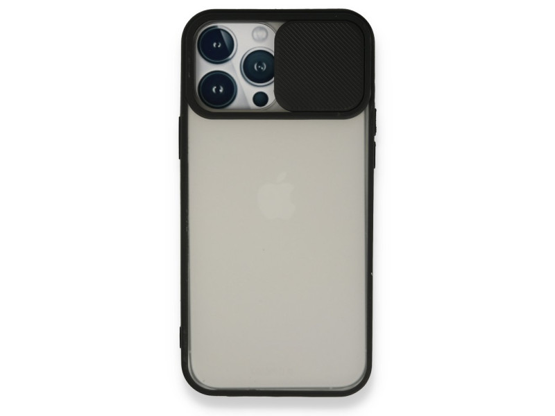 Newface iPhone 13 Pro Max Kılıf Palm Buzlu Kamera Sürgülü Silikon - Siyah