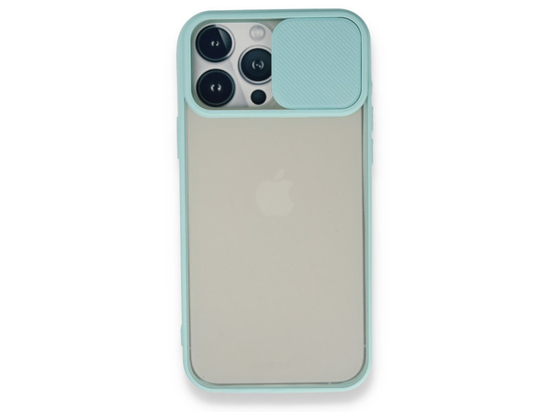 Newface iPhone 13 Pro Max Kılıf Palm Buzlu Kamera Sürgülü Silikon - Turkuaz