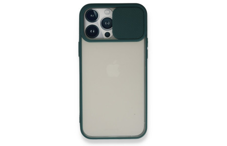Newface iPhone 13 Pro Max Kılıf Palm Buzlu Kamera Sürgülü Silikon - Yeşil