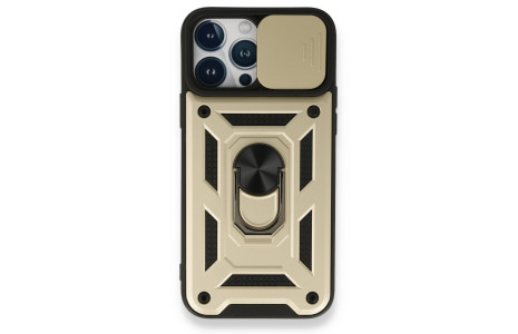 Newface iPhone 13 Pro Max Kılıf Pars Lens Yüzüklü Silikon - Gold