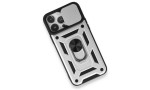 Newface iPhone 13 Pro Max Kılıf Pars Lens Yüzüklü Silikon - Gümüş