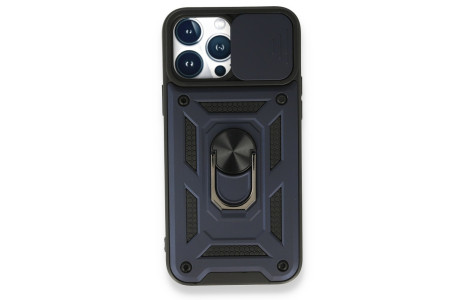 Newface iPhone 13 Pro Max Kılıf Pars Lens Yüzüklü Silikon - Lacivert