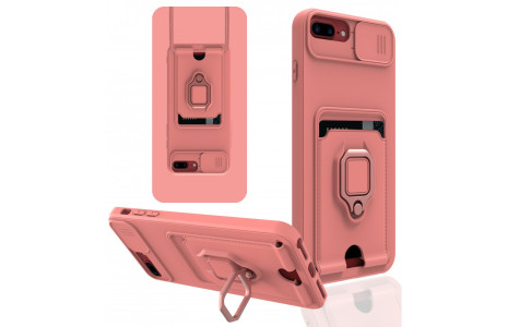 Newface iPhone 6 Plus Kılıf Zuma Kartvizitli Yüzüklü Silikon - Pembe