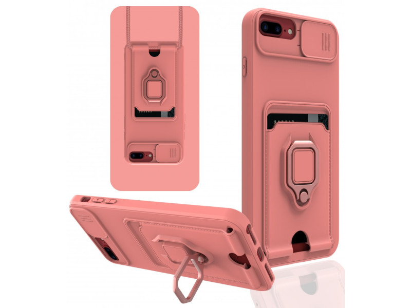 Newface iPhone 6 Plus Kılıf Zuma Kartvizitli Yüzüklü Silikon - Pembe