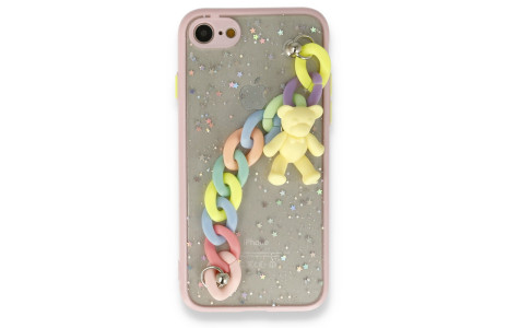 Newface iPhone 7 Kılıf Ayıcıklı Silikon - Pembe