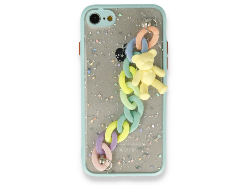 Newface iPhone 7 Kılıf Ayıcıklı Silikon - Yeşil