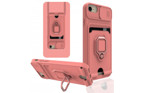 Newface iPhone 7 Kılıf Zuma Kartvizitli Yüzüklü Silikon - Pembe