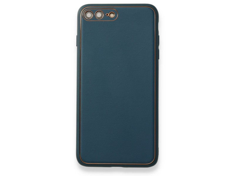 Newface iPhone 7 Plus Kılıf Coco Deri Silikon Kapak - Mavi