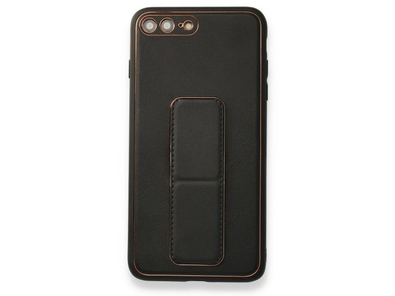 Newface iPhone 7 Plus Kılıf Coco Deri Standlı Kapak - Siyah