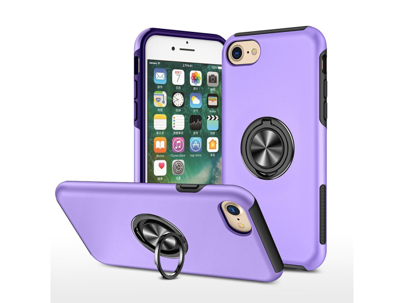 Newface iPhone SE 2020 Kılıf Elit Yüzüklü Kapak - Mor