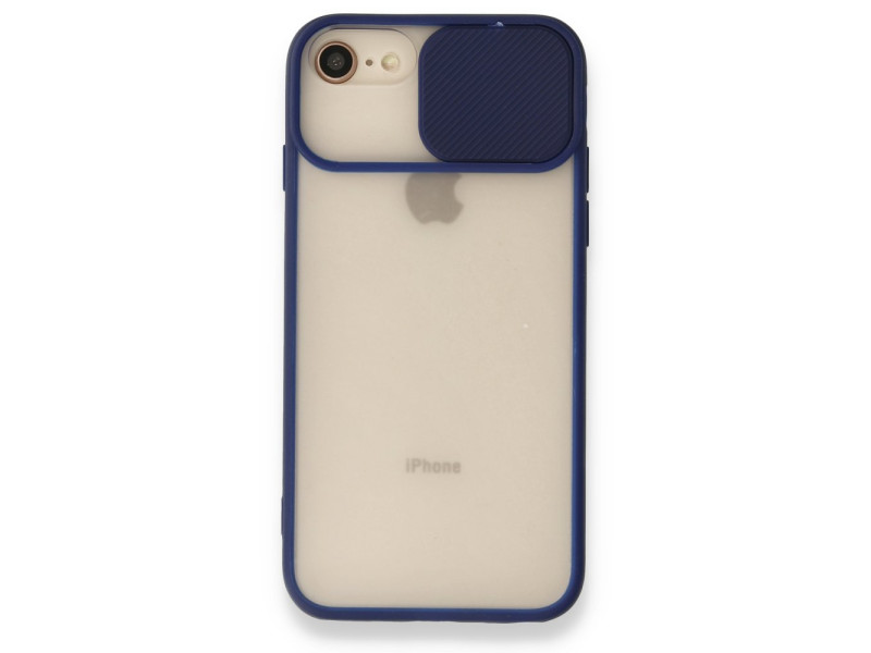 Newface iPhone SE 2020 Kılıf Palm Buzlu Kamera Sürgülü Silikon - Lacivert