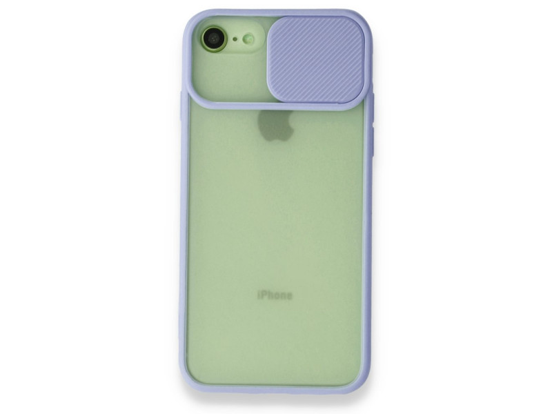 Newface iPhone SE 2020 Kılıf Palm Buzlu Kamera Sürgülü Silikon - Lila