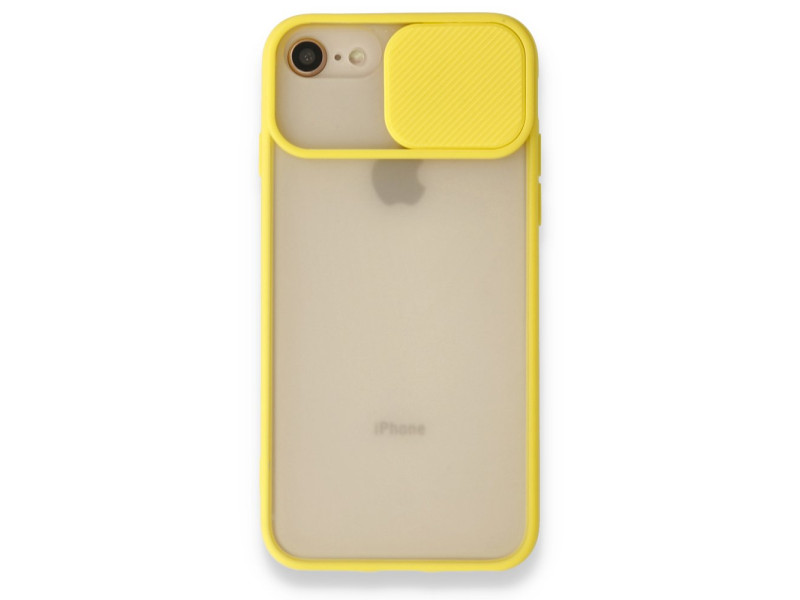 Newface iPhone SE 2020 Kılıf Palm Buzlu Kamera Sürgülü Silikon - Sarı