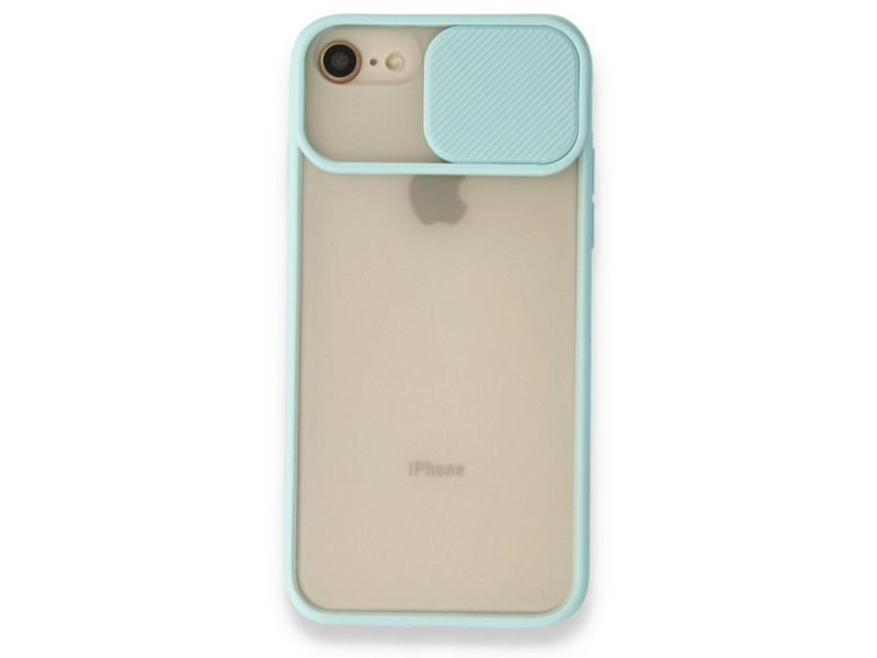 Newface iPhone SE 2020 Kılıf Palm Buzlu Kamera Sürgülü Silikon - Turkuaz