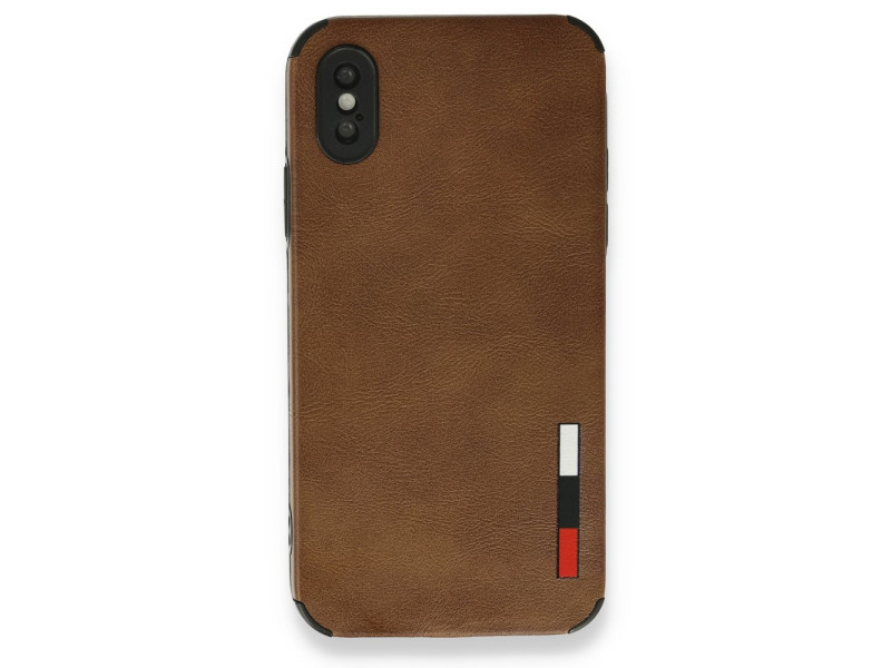Newface iPhone X Kılıf Loop Deri Silikon - Kahverengi