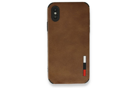 Newface iPhone XS Kılıf Loop Deri Silikon - Kahverengi