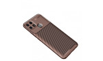 Newface Oppo A15S Kılıf Focus Karbon Silikon - Kahverengi