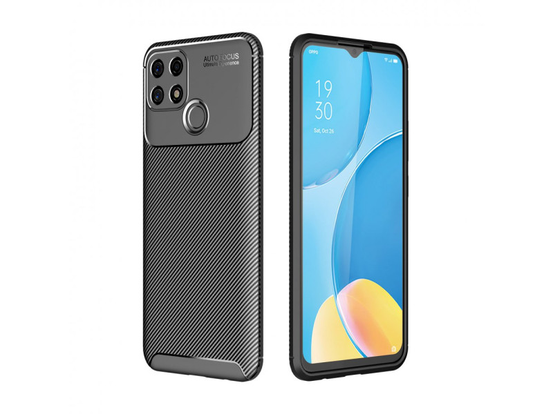 Newface Oppo A15S Kılıf Focus Karbon Silikon - Siyah