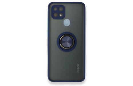 Newface Oppo A15S Kılıf Montreal Yüzüklü Silikon Kapak - Lacivert