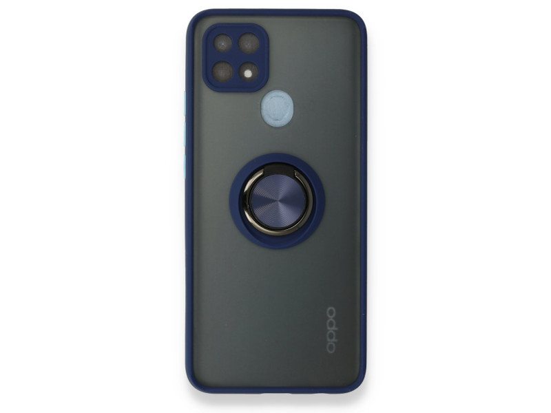 Newface Oppo A15S Kılıf Montreal Yüzüklü Silikon Kapak - Lacivert