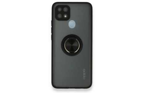 Newface Oppo A15S Kılıf Montreal Yüzüklü Silikon Kapak - Siyah