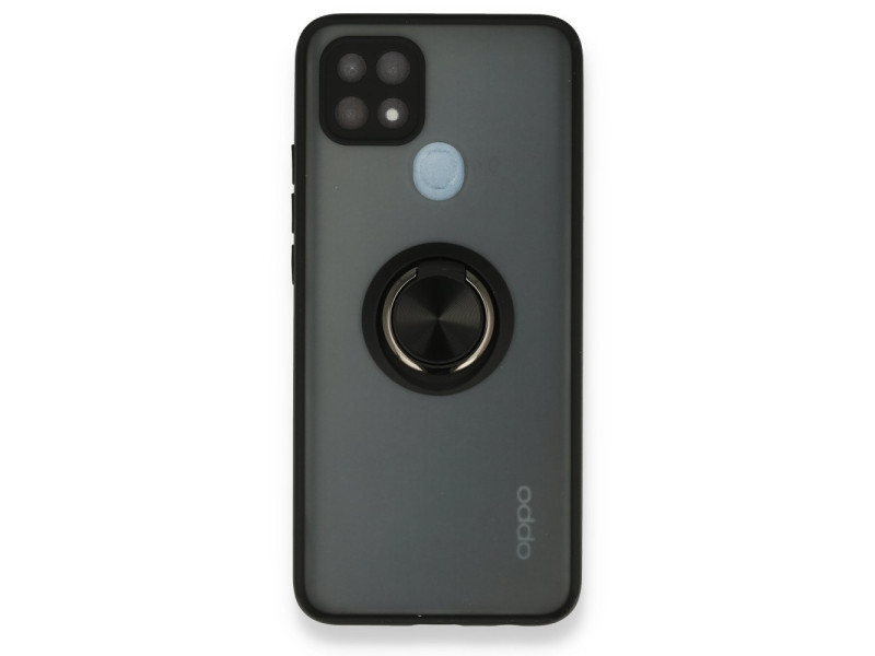 Newface Oppo A15S Kılıf Montreal Yüzüklü Silikon Kapak - Siyah