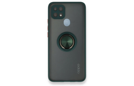 Newface Oppo A15S Kılıf Montreal Yüzüklü Silikon Kapak - Yeşil