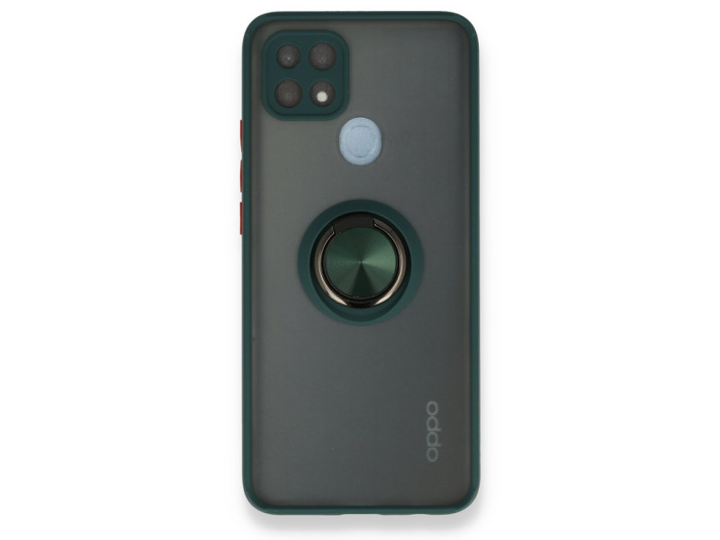 Newface Oppo A15S Kılıf Montreal Yüzüklü Silikon Kapak - Yeşil
