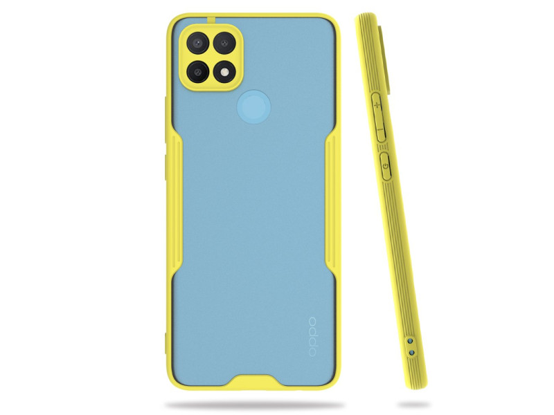 Newface Oppo A15S Kılıf Platin Silikon - Sarı