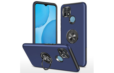 Newface Oppo A15S Kılıf Elit Yüzüklü Kapak - Lacivert