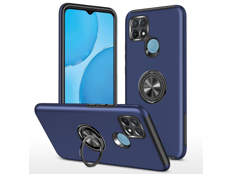 Newface Oppo A15S Kılıf Elit Yüzüklü Kapak - Lacivert