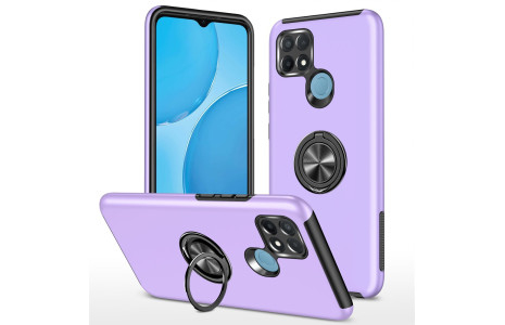 Newface Oppo A15S Kılıf Elit Yüzüklü Kapak - Mor