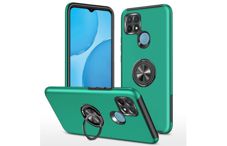 Newface Oppo A15S Kılıf Elit Yüzüklü Kapak - Yeşil
