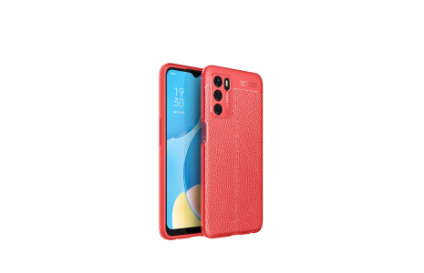 Newface Oppo A16 Kılıf Focus Derili Silikon - Kırmızı