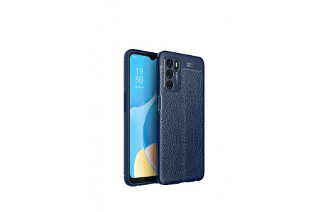 Newface Oppo A16 Kılıf Focus Derili Silikon - Lacivert