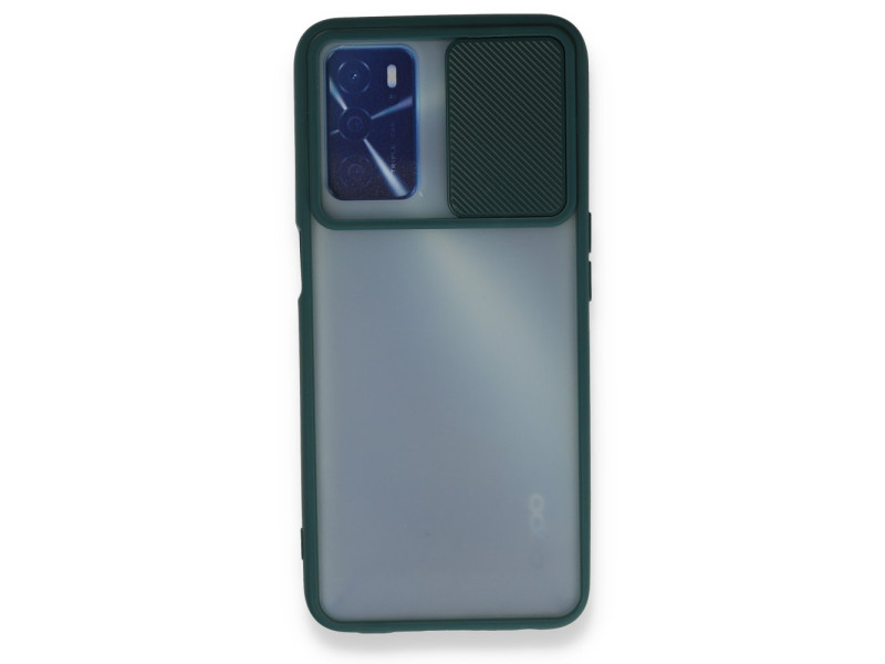 Newface Oppo A16 Kılıf Palm Buzlu Kamera Sürgülü Silikon - Yeşil