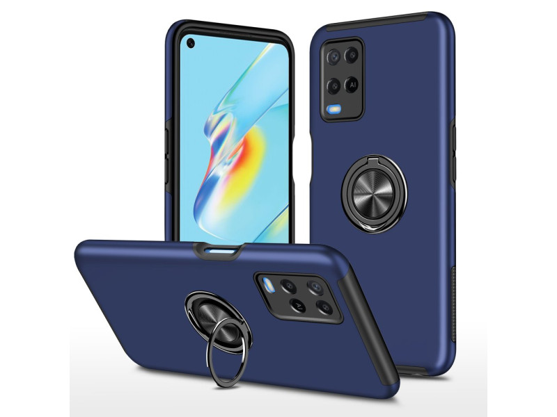 Newface Oppo A54 4G Kılıf Elit Yüzüklü Kapak - Lacivert