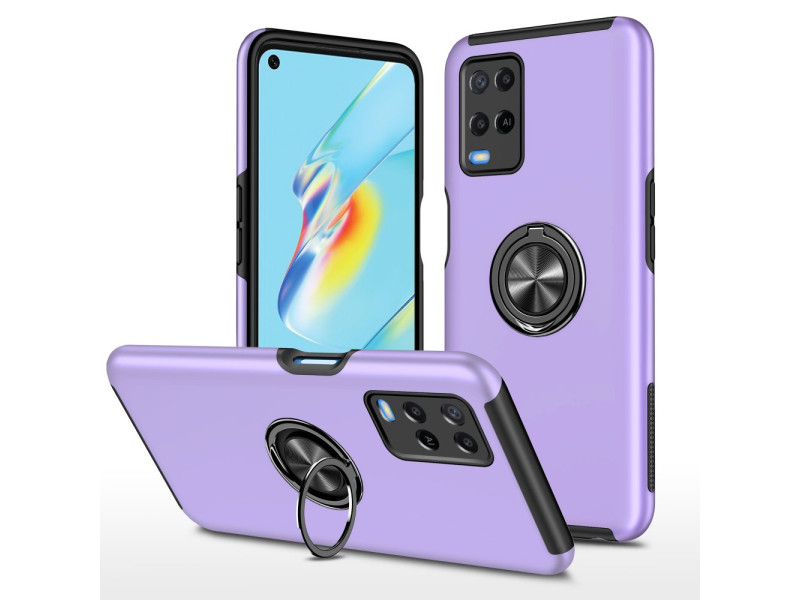 Newface Oppo A54 4G Kılıf Elit Yüzüklü Kapak - Mor